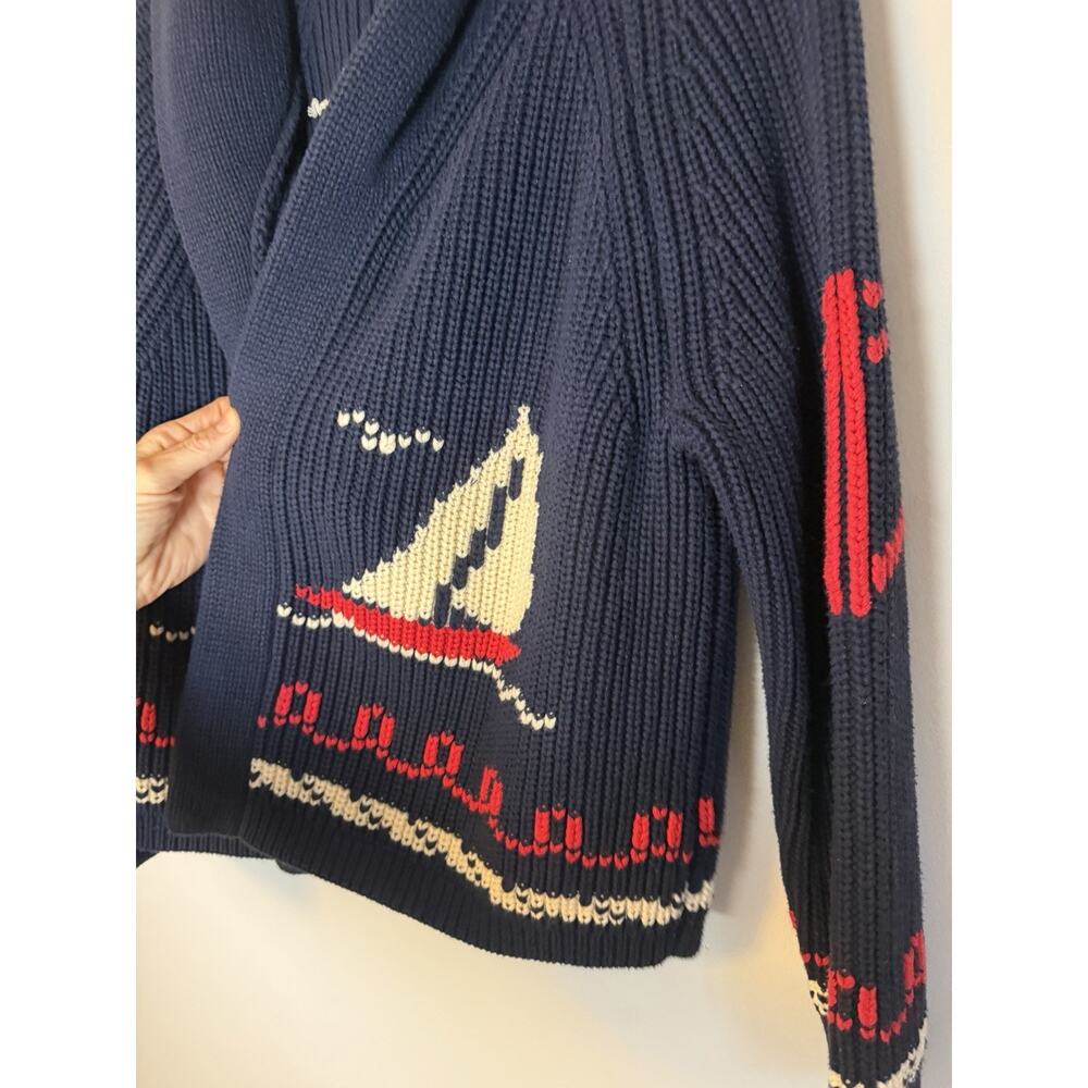 The Great THE SAILBOAT LODGE CARDIGAN Navy Blur Knit Sz 2 (medium) NWOT $450 - Picture 5 of 10